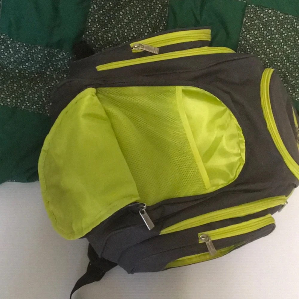 Stylish Gray Baby Bag with Green Accents